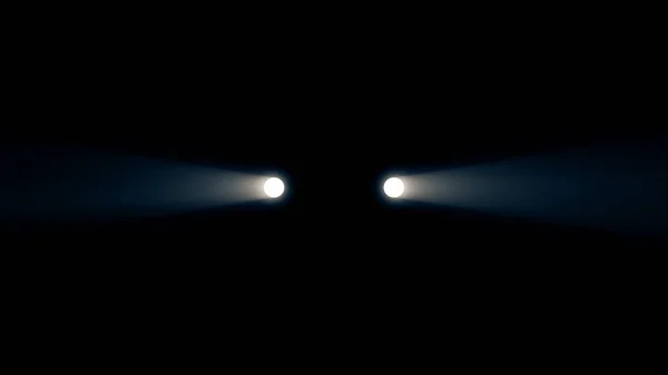 Animação dos faróis do carro no escuro. Luzes do carro dois faróis na noite — Fotografia de Stock