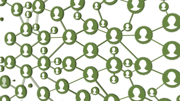 Social connection animation. Icons of people linked to a group on a black background