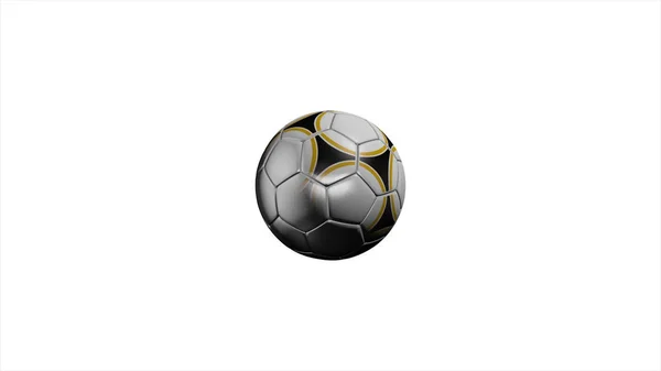 Ballon Football Cuir Réaliste Tournant Sur Fond Blanc Animation Ballon — Photo