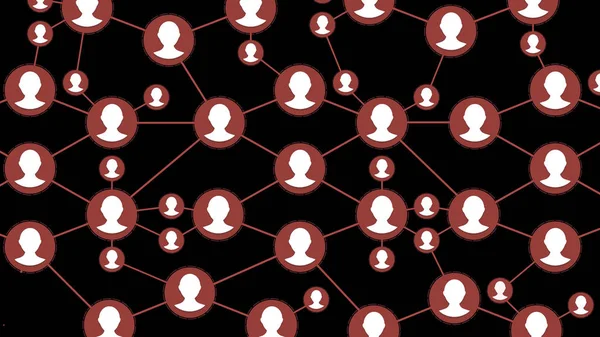 Abstract visualization of a social network. Social group network on black background — Stock Photo, Image