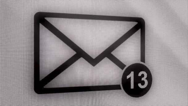 Nova notificação de mensagem de e-mail na tela do monitor. Animação de receber um e-mail — Vídeo de Stock