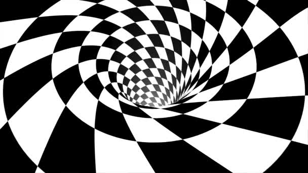 A mover-se dentro do túnel. Loop. Animação em movimento abstrato em um túnel preto e branco — Vídeo de Stock