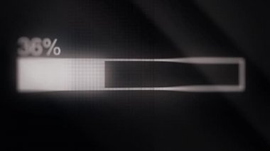 Yükleme çubuğu animasyonu siyah beyaz ekran üzerinde. Bilgisayar teknolojisi kavramı