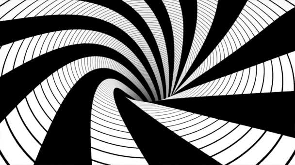 Бесшовная абстракция внутри черно-белого туннеля. Абстрактная анимация движения в черно-белом туннеле — стоковое видео