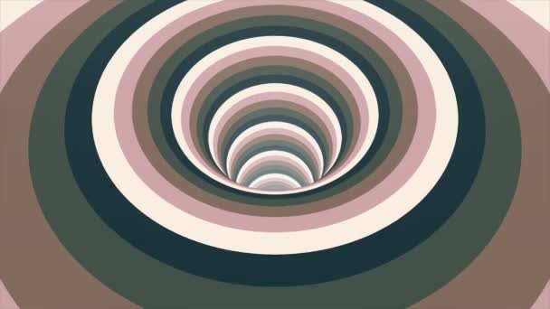 Tunnel hypnotique animé avec des rayures de couleur. Boucle sans couture. Animation abstraite du mouvement dans un tunnel couleur — Video