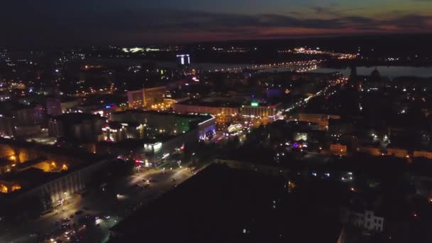 Vista Superior Metrópole Noturna Clipe Luzes Brilhantes Cidade Noturna — Vídeo de Stock