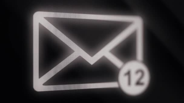Animacja E-mail koperta z auto liczenia liczby. Skrzynki odbiorczej, przychodzące wiadomości lub wiadomości e-mail. Ikona wiadomości e-mail z przychodzących e-mail licznika. — Wideo stockowe