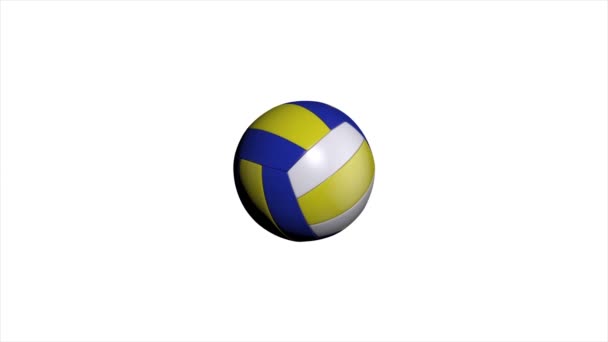 Balle de volley. Balle de volley-ball jaune bleu foncé. Volleyball en cuir . — Video