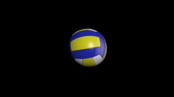 Volleyball Ball. Dark blue, yellow Volley-ball ball. Leather volleyball. — Stock Video