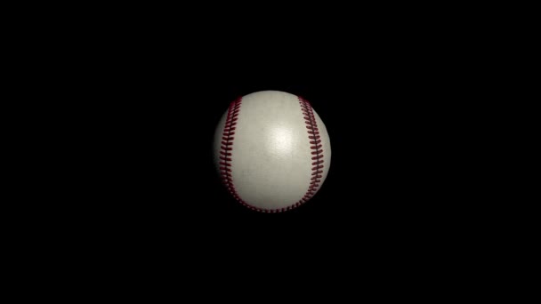 Honkbal geïsoleerd. A close up van een honkbal toont de structuur van het leder. — Stockvideo