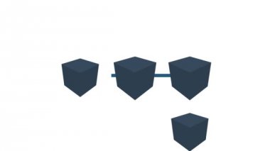 Blockchain teknoloji veri transferi. Blockchain sistemi. Birbirine bağlı bir cryptocurrency blockchain karanlık bir arka plan üzerinde tasvir veri bloklarını kavramı ağdan bir tava. Genel ağ