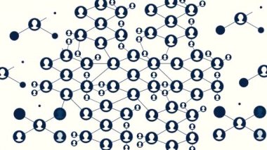 Sosyal ağ bağlantıları. İnsanlar internet üzerinden bir dünya haritası şekle dönüştürme düğümlerini bağlayan. Hareket grafik animasyon ağ. Hızla büyüyen bir sosyal ortam içine insanlar ağ.