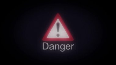 Animasyon tehlike işareti üçgen. Uyarı tehlike. Tehlike üçgen işareti