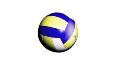 Voleybol topu. Koyu mavi, sarı Volley topu topu. Deri voleybol.