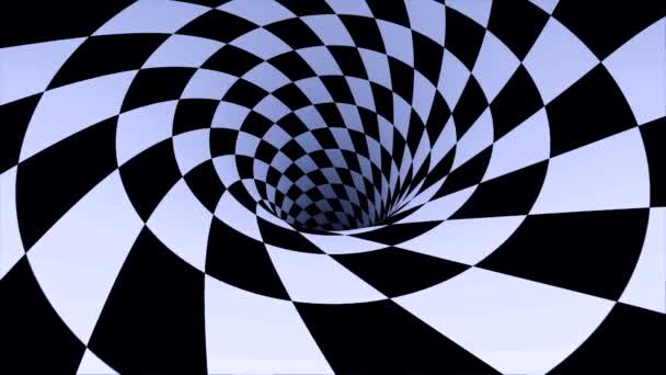 Animation d'une illusion optique en noir et blanc. Spirale noire et blanche Illustration d'illusion d'optique, fond graphique abstrait, effet tourbillon hypnotisant. Mouvement abstrait en boucle sans couture 