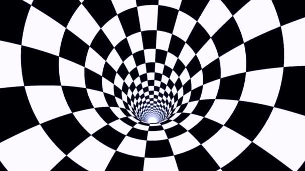 Анімація чорно-білої оптичної ілюзії. Чорно-біла спіральна оптична ілюзійна ілюстрація, абстрактний фон графічний актив, ефект гіпнотизу. Безшовні петлі абстрактний рух — стокове відео