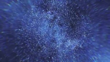 Dağınık büyük yıldız ile simüle uzay uçuşu. Dış uzay ile yıldız büyük kümeler