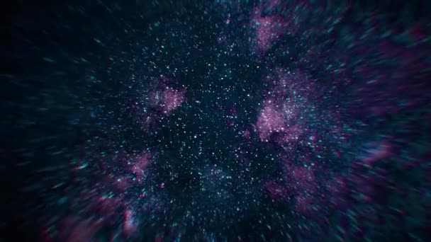 Simulated space flight through scattered large stars. Outer space with large clusters of stars — Stock Video