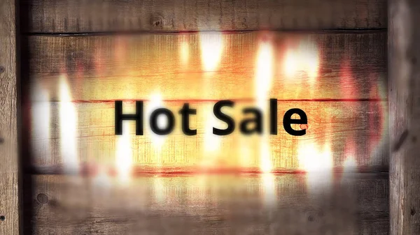 Горячая надпись на распродаже. Анимация горящей надписи HOT SALE. Его время для покупок — стоковое фото