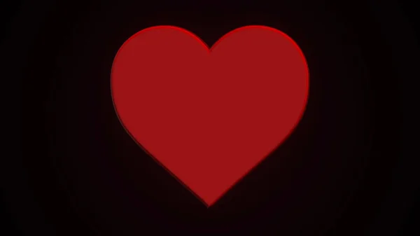 在黑色背景下旋转的红色心脏的动画。爱的概念 — 图库照片