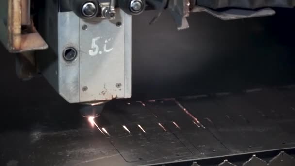 Industrial laser cutter. Clip. Machine for slitting, cutting and stripping steel sheet — Stock Video