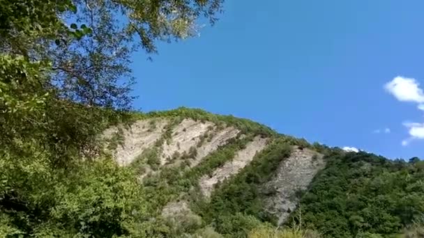 Stora Kaukasus är den huvudsakliga bergsryggen i Kaukasus bergen. Bergslandskap i gröna wally med crystal river, i Kaukasiska bergen. Caucasusen. Sommaren i bergen. Ryska federationen. — Stockvideo