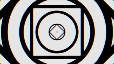 Kaleidoscopes arka plan animasyonlu parlak neon renkli çizgiler ve geometrik şekiller ile. Siyah ve beyaz hareketli arka plan döngü. Hipnotik ritmik hareketi siyah ve beyaz çiçek çiçek dürbünü
