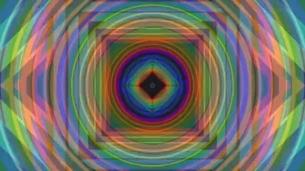 Ζουμ στο ουράνιο τόξο χρώμα μισό κύκλο σχεδίασης. Ουράνιο τόξο διακοσμητικά ακτίνες φωτός καλειδοσκόπιο εθνοτική φυλετική ψυχεδελικό μοτίβο κινούμενα σχέδια αδιάλειπτη βρόχο νέα ποιότητα ρετρό vintage Ενοικιαζόμενα μητρική πολύχρωμο — Αρχείο Βίντεο