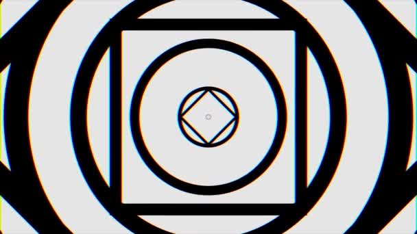 Kaleidoscopes bakgrund med animerade glödande neon färgglada linjer och geometriska former. Svart och vitt Motion bakgrund Loop. Hypnotiska rytmisk rörelse svart och vit blomma Kalejdoskop — Stockvideo