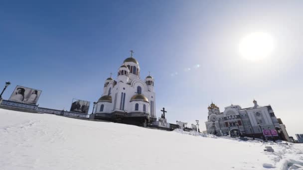 Kirche Auf Blut Tempel Yekaterinburg Russland Tempel Auf Blut Winter — Stockvideo
