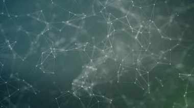 3D işlenmiş soyut pleksus şekiller. Çizgiler ve noktalar ile dijital, iletişim ve teknoloji arka plan. Soyut animasyon çizgilerle birbirine bağlanmış nokta. Bilim, tıp ve teknoloji kavramı