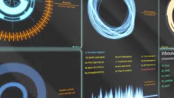 Interface futurista. Tela digital. Ultra fundo digital abstrato detalhado. Blinking e comutação indicadores e status mostrando o trabalho do centro de comando, processamento de big data, máquina profunda — Vídeo de Stock