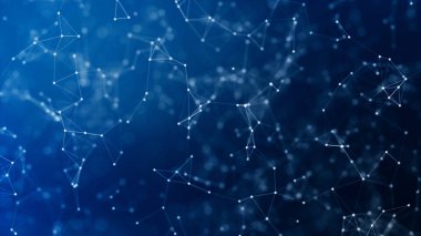 3D işlenmiş soyut pleksus şekiller. Çizgiler ve noktalar ile dijital, iletişim ve teknoloji arka plan. Soyut animasyon çizgilerle birbirine bağlanmış nokta. Bilim, tıp ve teknoloji kavramı