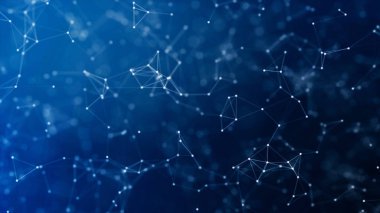 3D işlenmiş soyut pleksus şekiller. Çizgiler ve noktalar ile dijital, iletişim ve teknoloji arka plan. Soyut animasyon çizgilerle birbirine bağlanmış nokta. Bilim, tıp ve teknoloji kavramı