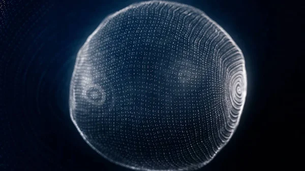 Küre dönen puan, parçacıklar. Animasyon döngüsü. Teknolojik animasyon noktalarından küresel şekli