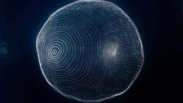 Küre dönen puan, parçacıklar. Animasyon döngüsü. Teknolojik animasyon noktalarından küresel şekli