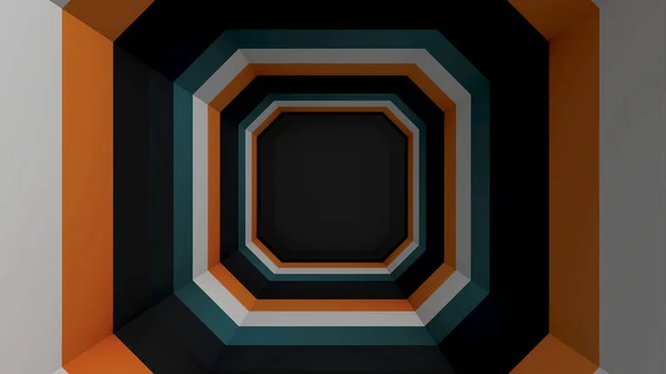 Fyrkantig färgade tunnel. Abstrakta animation av en fyrkantig flerfärgad tunnel — Stockfoto