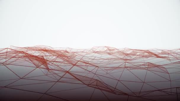 Red ciberespacial futurista red poligonal con marco alámbrico paisaje montañoso bucle sin costura dibujo gráficos de movimiento de fondo de animación. Fondo abstracto con animación de la red ondulante y vibrante — Vídeo de stock