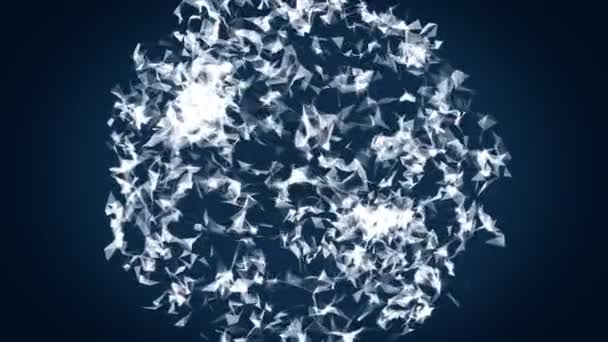 Esfera abstrata de partículas em movimento fundo preto. Transformando-se em música superfície de cristal abstrata. Esfera abstrata de backgroun preto corda em movimento — Vídeo de Stock