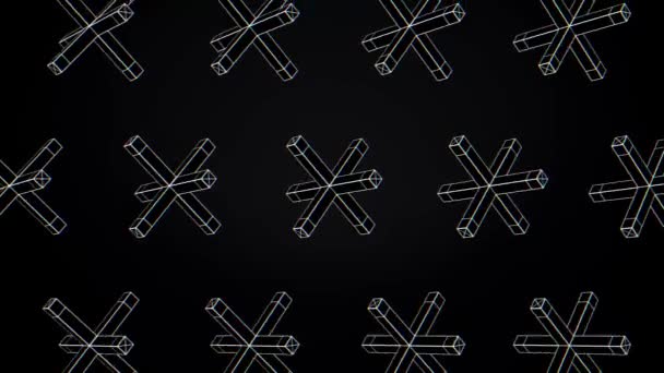 Abstract animation of movement of geometric shapes on a black background. Geometrically complex shapes — Stock Video