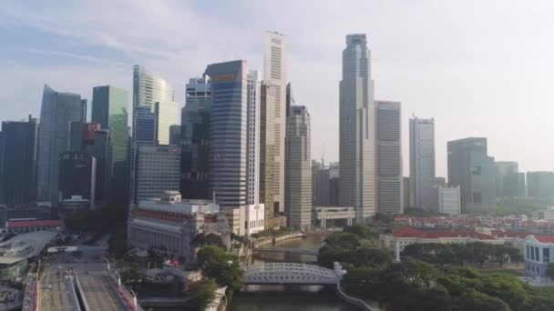 Singapur Junio 2018 Vista Aérea Zona Singapore Dispararon Vista Superior — Vídeos de Stock