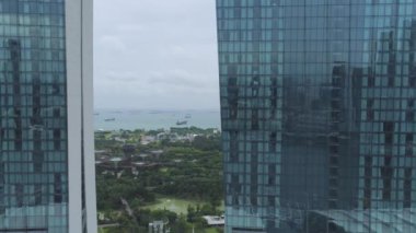 İş merkezi şehir gökdelen görünümü oluşturma. Vurdu. İşyeri binalarının üstten görünüm