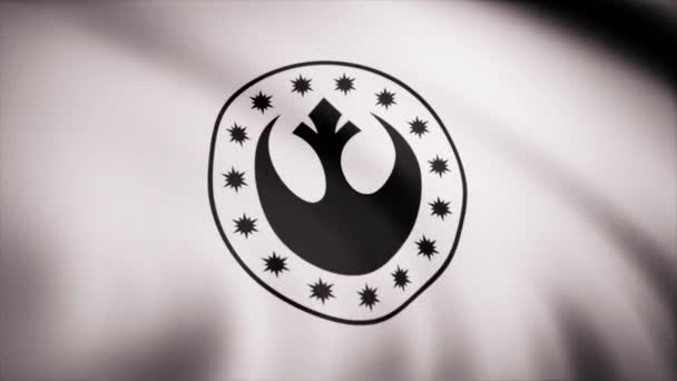 Star Wars nieuwe Republiek symbool op vlag. De Star Wars-thema. Redactionele alleen gebruik — Stockvideo