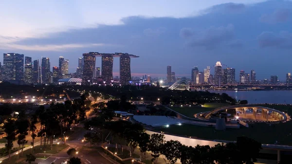 Top View Cityscape Sand Sky Park Singapore Twilight Time Shot — Stock Photo, Image