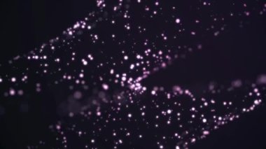 Arka plan parçacık hareketi. Model parlayan siyah arka plan üzerine parçacıklar. Hareket soyut puan. Puan uzayda hareket animasyon