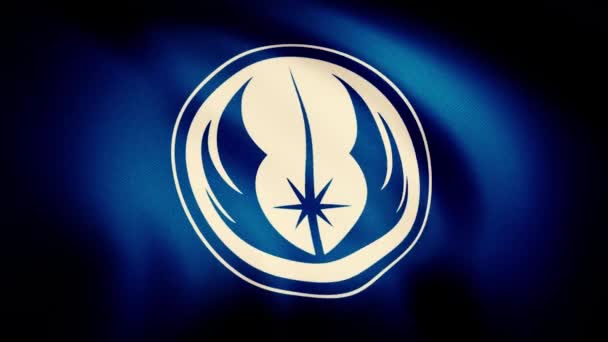 Waving in the wind flag with the symbol of Jedi Order. The animation of the flag of the Jedi Order Symbol. The star Wars theme. Editorial only use