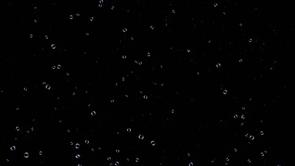 Bolhas levantando-se sobre fundo preto. Animação de bolhas de sabão no fundo preto — Fotografia de Stock