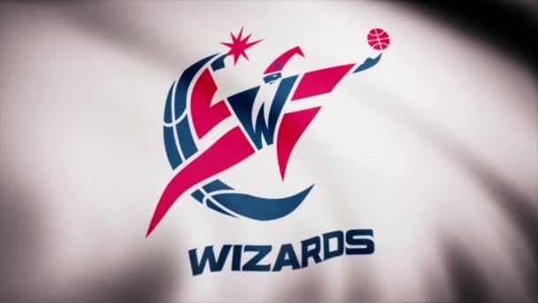 Animacja Macha Wiatr Flaga Koszykówki Klubie Washington Wizards Tylko Użytku — Wideo stockowe