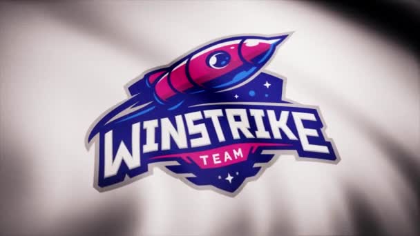 Animation Waving Flag Symbol Professional Esports Team Winstrike World Class — Stock Video