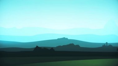 Karikatür tarzı peyzaj hareketli animasyon. Dijital tasarım konsepti. Animasyon Dağları arka plan döngü